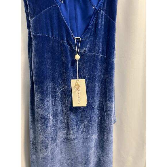 For Love & Lemons | NWT Nadine Velvet Side Slit Maxi Strappy Blue Dress - XS - Picture 4 of 11